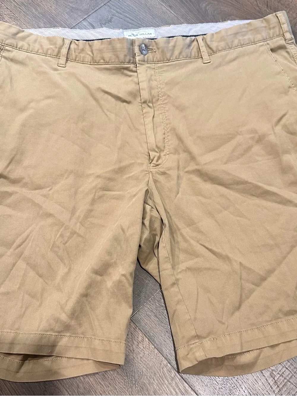 Peter Millar Men's Khaki Flat-Front Chino Shorts